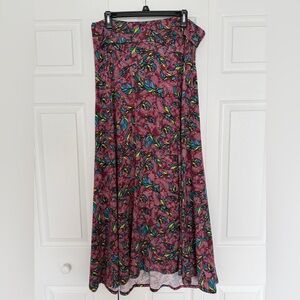 LuLaRoe XL Maxi Skirt Boho Feather Print | Stretchy High Waist Festival Chic